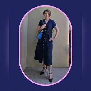 Anne Klein Navy Suede Leather Strappy Heels, Size 7.5M